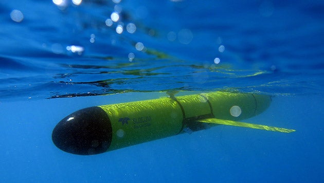 A glider floats under the ocean's surface