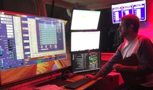 BIOS scientist Leocadio Blanco-Bercial controls the MOCNESS from below deck on the R/V Atlantic Explorer on a BIOS-SCOPE cruise
