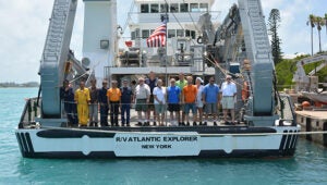 The Bermuda Institute of Ocean Sciences Ship Ops Crew aboard the R/V Atlantic Explorer